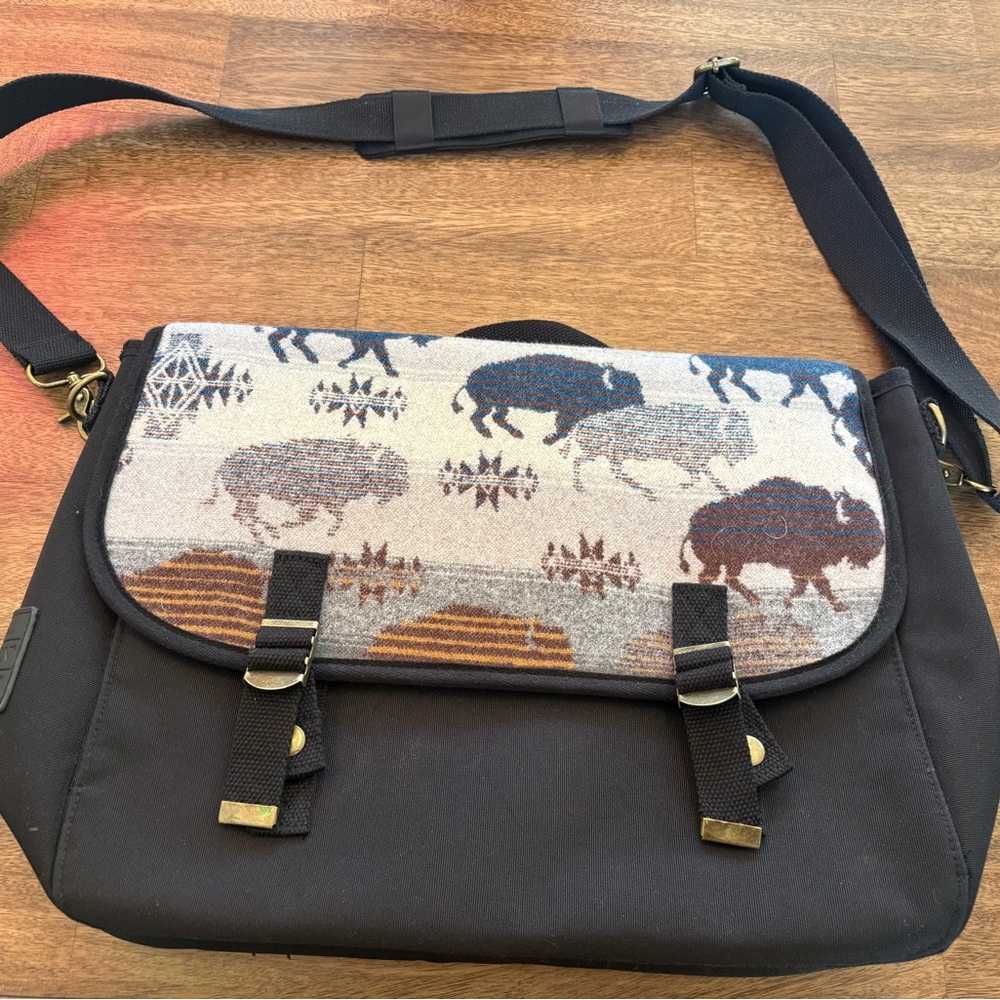 Buffalo Patterned Black Messenger Bag - image 1